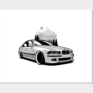 Silver White E39 Classic Saloon Posters and Art